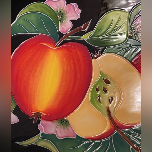 Set Of 2 NWT Vintage 2004 Blue Sky Apple And Apple Blossom 3D Ceramic Dish - Picture 6 of 12